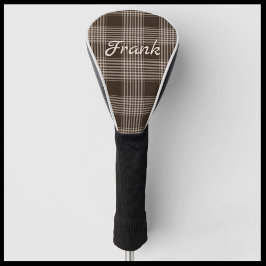 Masculine Brown und Beige Karierter Golf Head Cove Golf Headcover
