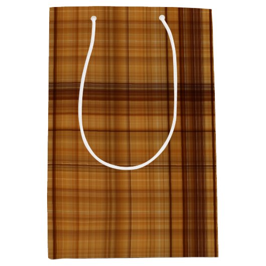 Masculine Browns Kariertes Muster Mittlere Geschenktüte (Vorderseite)