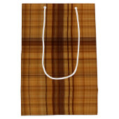 Masculine Browns Kariertes Muster Mittlere Geschenktüte (Rückseite)