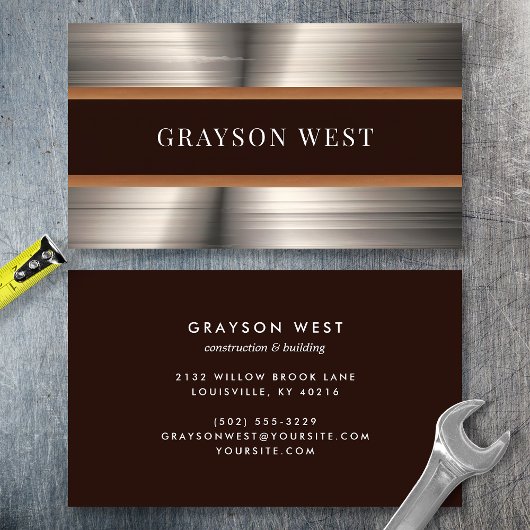 Masculine Brushed Metal Moderne Konstruktion Visitenkarte