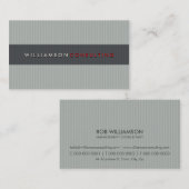 MASCULINE BUSINESS CARD :: einfache pinstripe grau Visitenkarte (Vorne/Hinten)