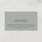 MASCULINE BUSINESS CARD :: einfache pinstripe grau Visitenkarte (Rückseite)