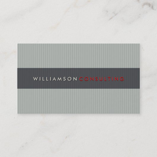 MASCULINE BUSINESS CARD :: einfache pinstripe grau Visitenkarte (Vorderseite)