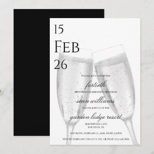 Masculine Champagne 40. Geburtstag Party Einladung