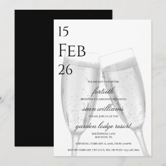 Masculine Champagne 40. Geburtstag Party Einladung