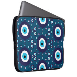 Masculine Dark Blue Nazar Evil Eye Muster Laptopschutzhülle