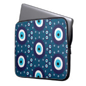 Masculine Dark Blue Nazar Evil Eye Muster Laptopschutzhülle (Vorderseite Links)