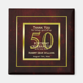 Masculine Double Gold Frame 50. Geburtstag Magnet