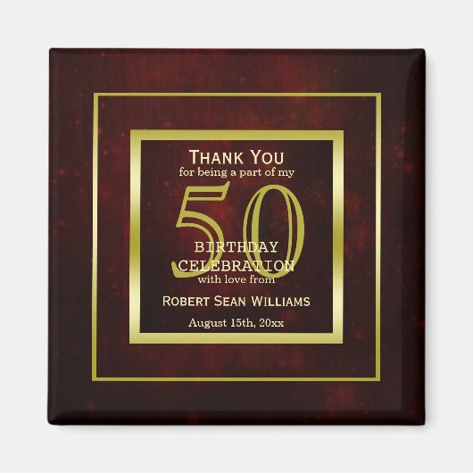 Masculine Double Gold Frame 50. Geburtstag Magnet (Vorne)