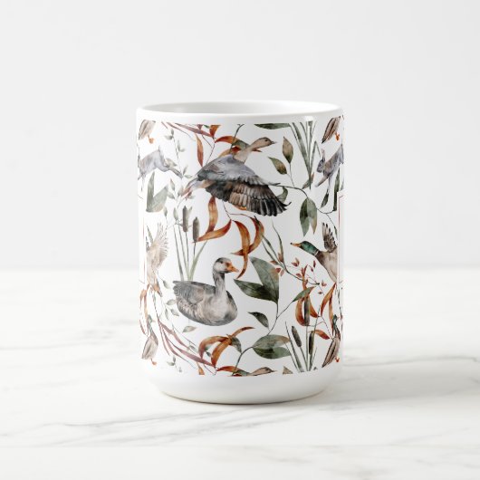Masculine Duck Hunter Fall Foliage Monogramm Kaffe Kaffeetasse (Mittel)
