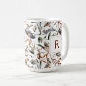 Masculine Duck Hunter Fall Foliage Monogramm Kaffe Kaffeetasse (VorderseiteRechts)