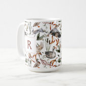 Masculine Duck Hunter Fall Foliage Monogramm Kaffe Kaffeetasse (Vorderseite Links)