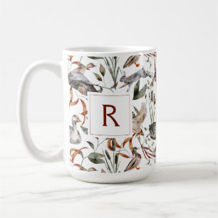 Masculine Duck Hunter Fall Foliage Monogramm Kaffe Kaffeetasse