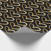 Masculine Gold Heart Black Valentinstag Geschenk Geschenkpapier (Ecke)