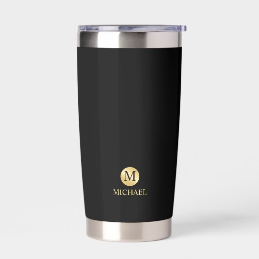Masculine Gold Personalisiert Monogramm und Name Thermobecher (Links)