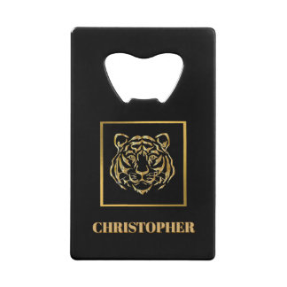 Masculine Gold Tiger Face Credit Card Opener Geldbeutel Flaschenöffner