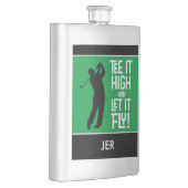 Masculine Golfer T-Shirt Zitat Mit Monogramm Schwa Flachmann (Rechts)