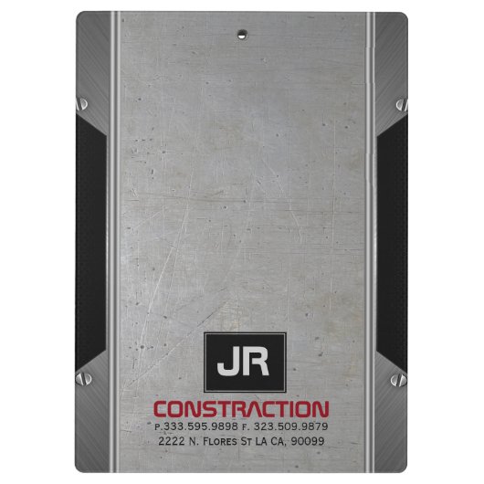 Masculine Gray Grungy Metallic Textur Klemmbrett (Rückseite)