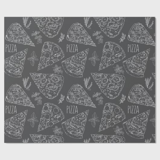 Masculine Gray Pizza Lover Italienischer Koch Gebu Geschenkpapier (Flach)