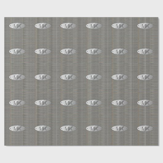 Masculine Gray Tweed Mit Monogramm Geschenk Wrap M Geschenkpapier (Flach)