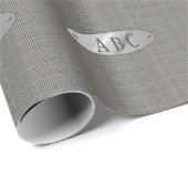 Masculine Gray Tweed Mit Monogramm Geschenk Wrap M Geschenkpapier (Rolleneckpunkt)