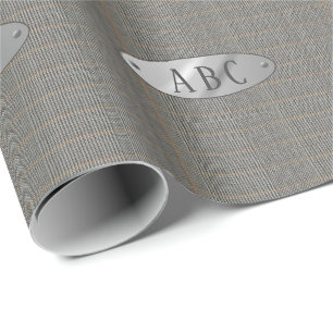 Masculine Gray Tweed Mit Monogramm Geschenk Wrap M Geschenkpapier