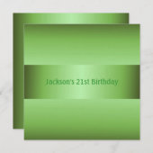 Masculine Green 21. Geburtstag Party Einladung (Vorne/Hinten)