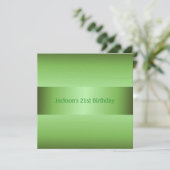 Masculine Green 21. Geburtstag Party Einladung (Stehend Vorderseite)