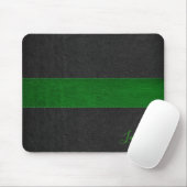 Masculine Green & Black Leather Monogram Mousepad (Mit Mouse)