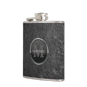 Masculine Grunge Slate Rock Design Name Monogram Flachmann (Links)
