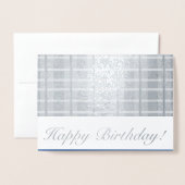 Masculine Kariert Stripes Blue Best Friend Geburts Folienkarte (Vorderseite mit Umschlag)