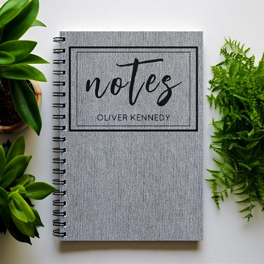 Masculine Light Grey Denim Print Classic Spiral Notizblock