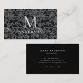Masculine Marble Double Monogram Business Card Visitenkarte (Vorne/Hinten)