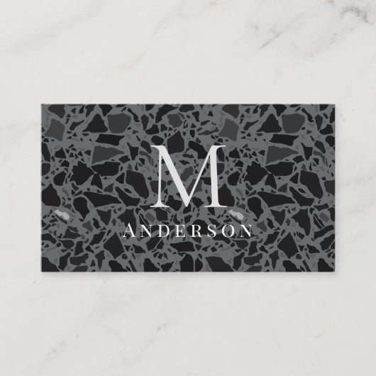 Masculine Marble Double Monogram Business Card Visitenkarte (Vorderseite)