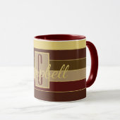 MASCULINE MONOGRAM BROWN MAROON YELLOW STRIPE TASSE (VorderseiteRechts)
