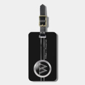 Masculine Monogram Führungskraft Black Style Gepäckanhänger (Vorderseite vertikal)