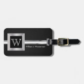 Masculine Monogram Führungskraft Style - Black Lea Gepäckanhänger (Vorderseite horizontal)