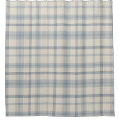Masculine Muted Blue Plaid w/ Linen Texture Duschvorhang (Vorderseite)