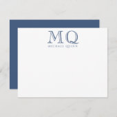 Masculine Navy Blue Initial Name Monogram Mitteilungskarte (Vorne/Hinten)