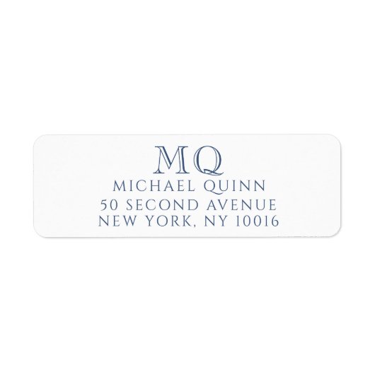 Masculine Navy Blue Initials Rücksendeadresse (Vorne)