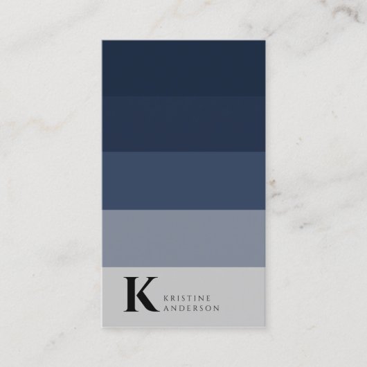 Masculine Navy Blue Ombre Classic Monogram QR Code Visitenkarte (Vorderseite)
