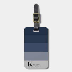 Masculine Navy Blue Ombre Gray Classic Monogram Gepäckanhänger