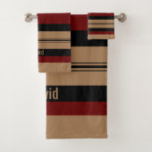 Masculine Red Black und Gold fett gestreift Badhandtuch Set (Insitu)