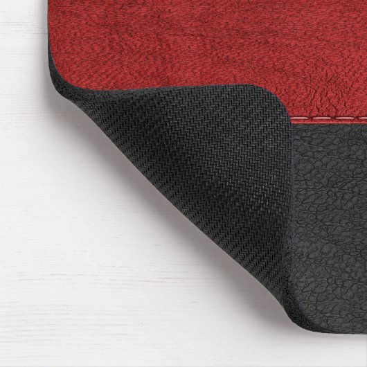 Masculine, rot und schwarz Leder, Monogramm-Maus-P Mousepad (Ecke)