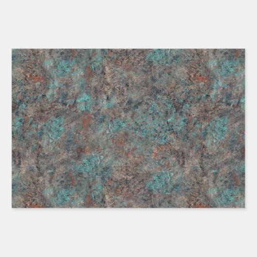 Masculine Rust Turquoise Patina Design Wrappine Geschenkpapier Set (Vorderseite 3)