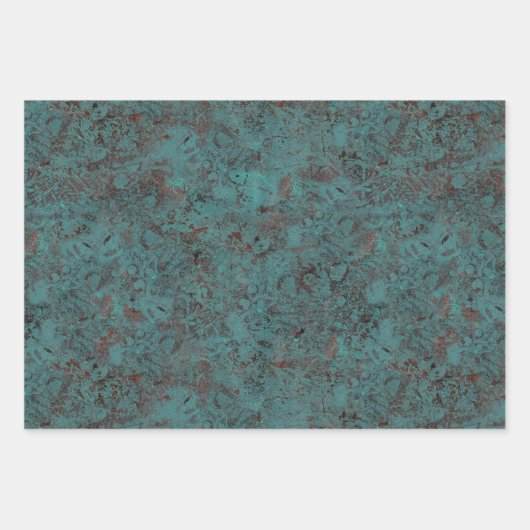 Masculine Rust Turquoise Patina Design Wrappine Geschenkpapier Set (Vorderseite 2)