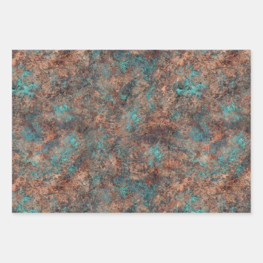 Masculine Rust Turquoise Patina Design Wrappine Geschenkpapier Set (Vorderseite)