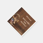 Masculine Rustic Cowboy Hat Boots Wood Western Serviette (Ecke)