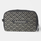 Masculine Schwarz Beige Maze Pattern Waschbeutel (Vorderseite)