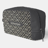 Masculine Schwarz Beige Maze Pattern Waschbeutel (Rechte Ecke)